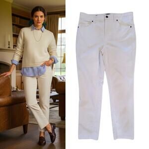 Talbots Corduroy Pant Women's Size 8 Petite Straight leg Winter White Hi Rise